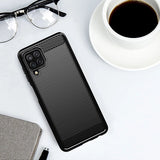 Carbon Case Flexible Cover TPU Case til Samsung Galaxy A22 4G sort