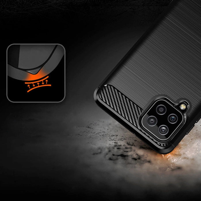 Carbon Case Flexible Cover TPU Case til Samsung Galaxy A22 4G sort