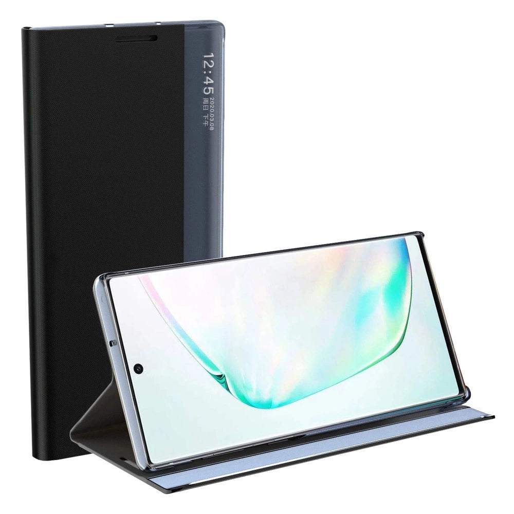 Sleep Case Bookcase Type Case med Smart Window til Samsung Galaxy A22 4G lyserød