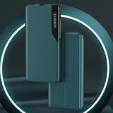 Eco læder View Case elegant bogreol type sag med kickstand til Samsung Galaxy A22 4G blå