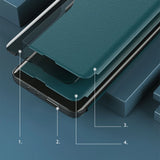 Eco læder View Case elegant bogreol type sag med kickstand til Samsung Galaxy A22 4G blå