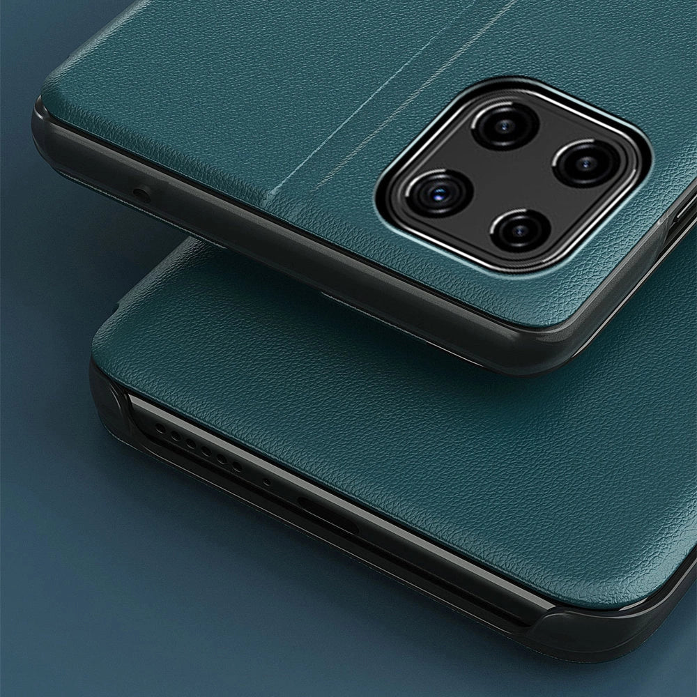 Eco læder View Case elegant bogreol type sag med kickstand til Samsung Galaxy A22 4G blå