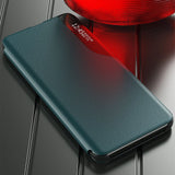 Eco læder View Case elegant bogreol type sag med kickstand til Samsung Galaxy A22 4G blå