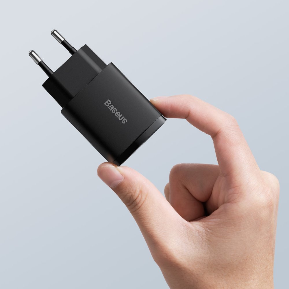 Baseus Compact fast charger USB / USB Type C 20W 3A Power Delivery Quick Charge 3.0 black (CCXJ-B01)
