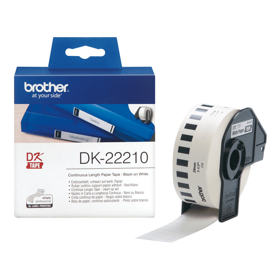 Brother DK-22210 etiketbånd Sort på hvid