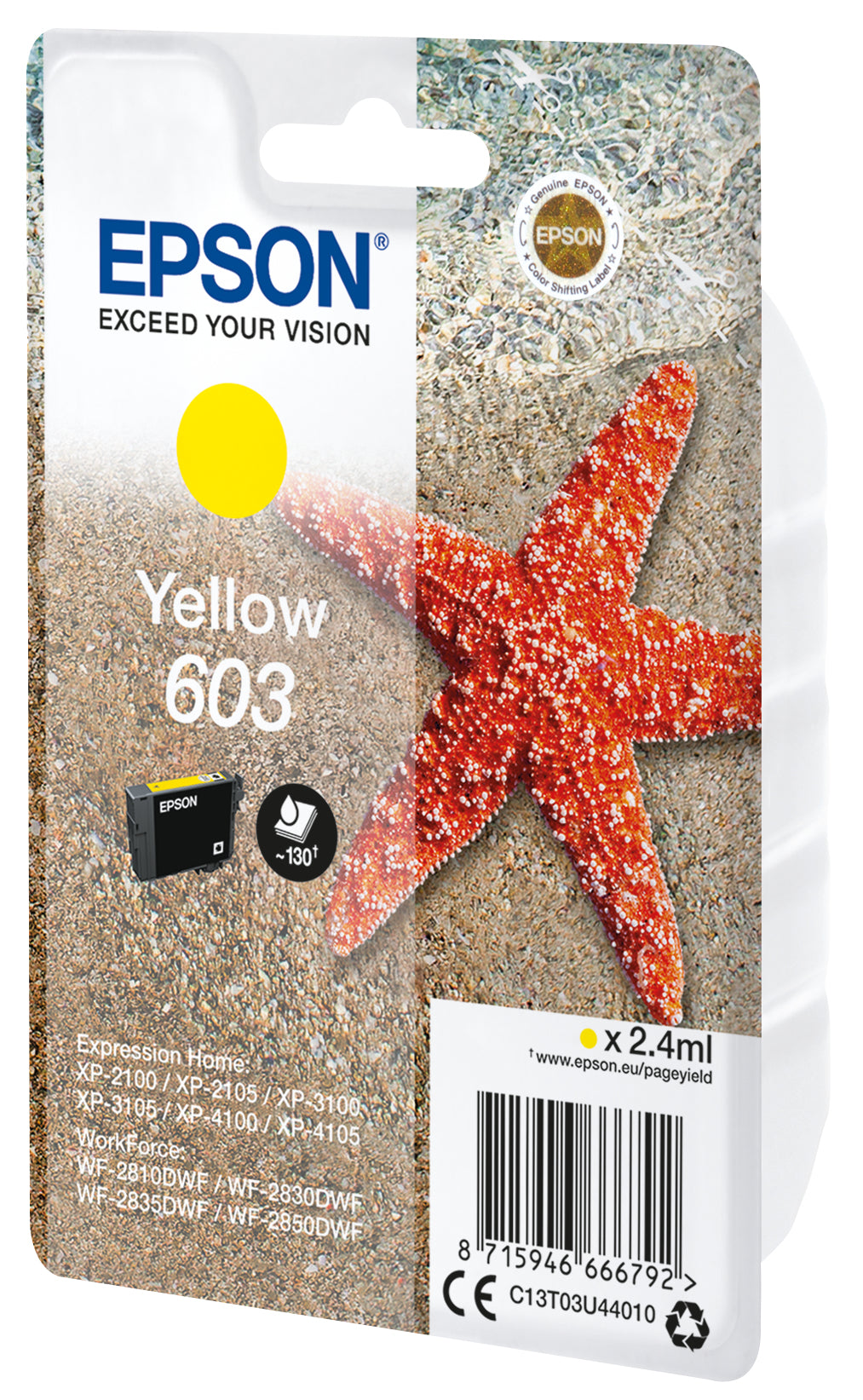 Epson C13T03U44020 blækpatron 1 stk Original Standard udbytte Gul