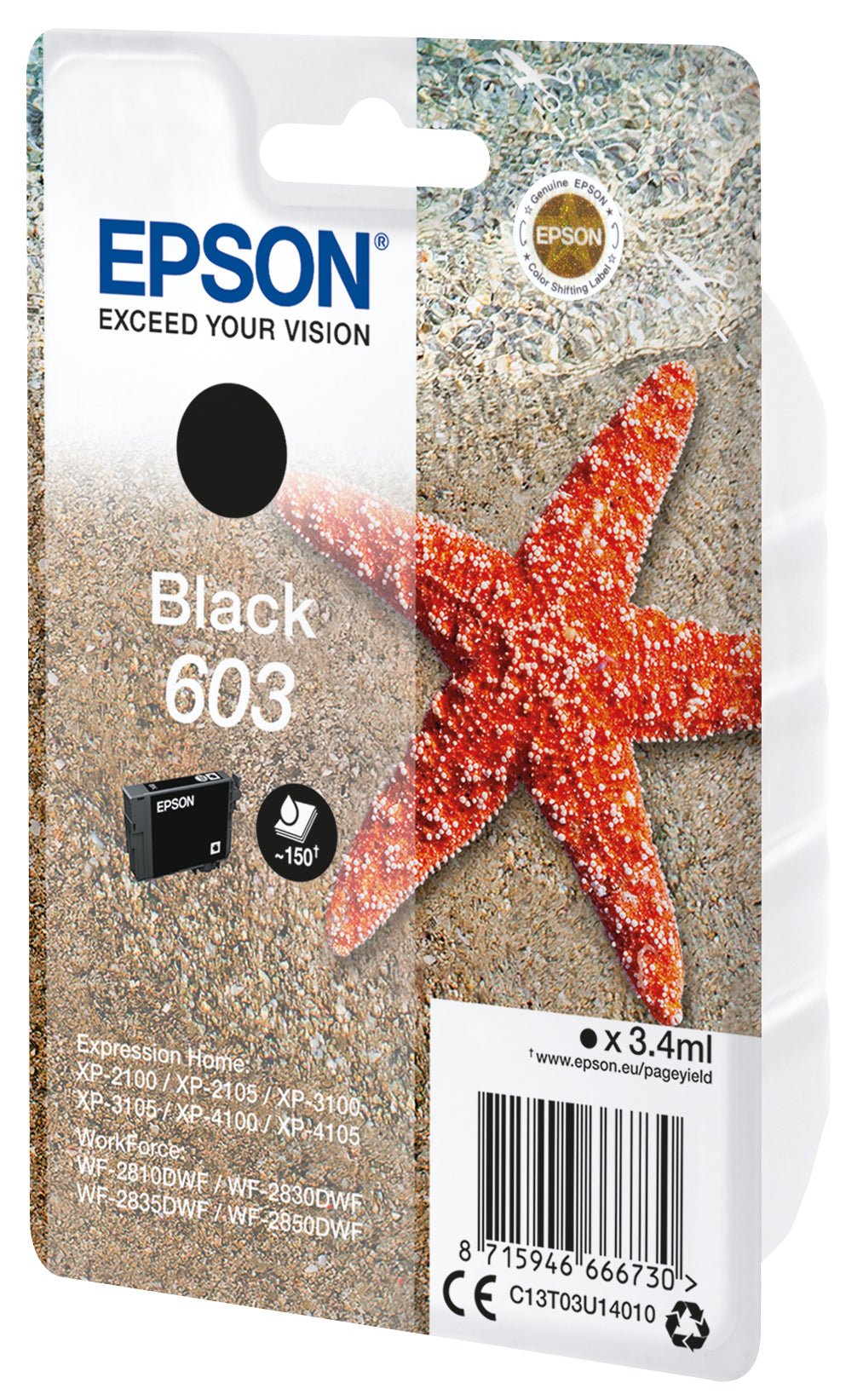 Epson C13T03U14020 blækpatron 1 stk Original Standard udbytte Sort
