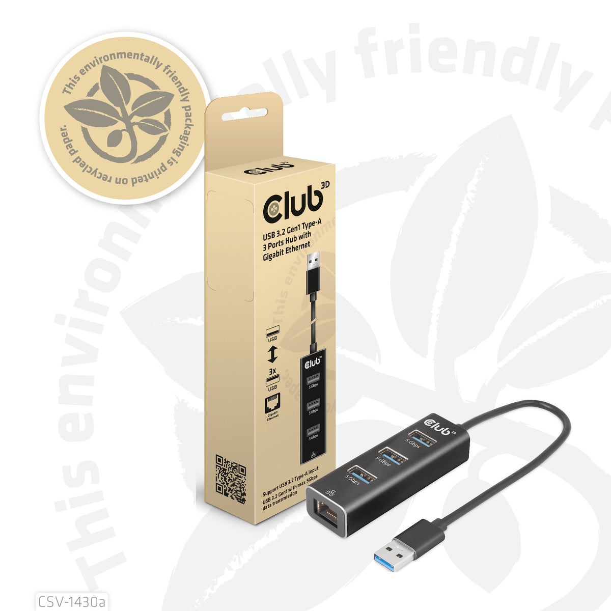 Club 3D CSV-1430A 4-in-1 USB-A Gen 1 Hub Sort