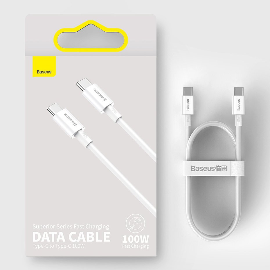 Baseus CATYS-C02 USB-C - USB-C PD QC FCP-kabel 100W 5A 2m - hvid