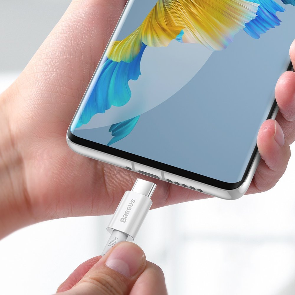Baseus CATYS-C02 USB-C - USB-C PD QC FCP-kabel 100W 5A 2m - hvid