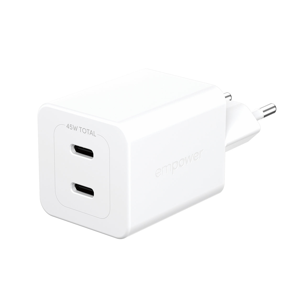 PanzerGlass empower by ® Turbo 45W Oplader inkl. 2 x USB-C | EU Stik | Silver White