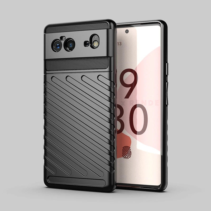Thunder Case Flexible Tough Rugged Cover TPU Case til Google Pixel 6 sort