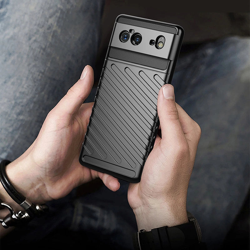 Thunder Case Flexible Tough Rugged Cover TPU Case til Google Pixel 6 sort