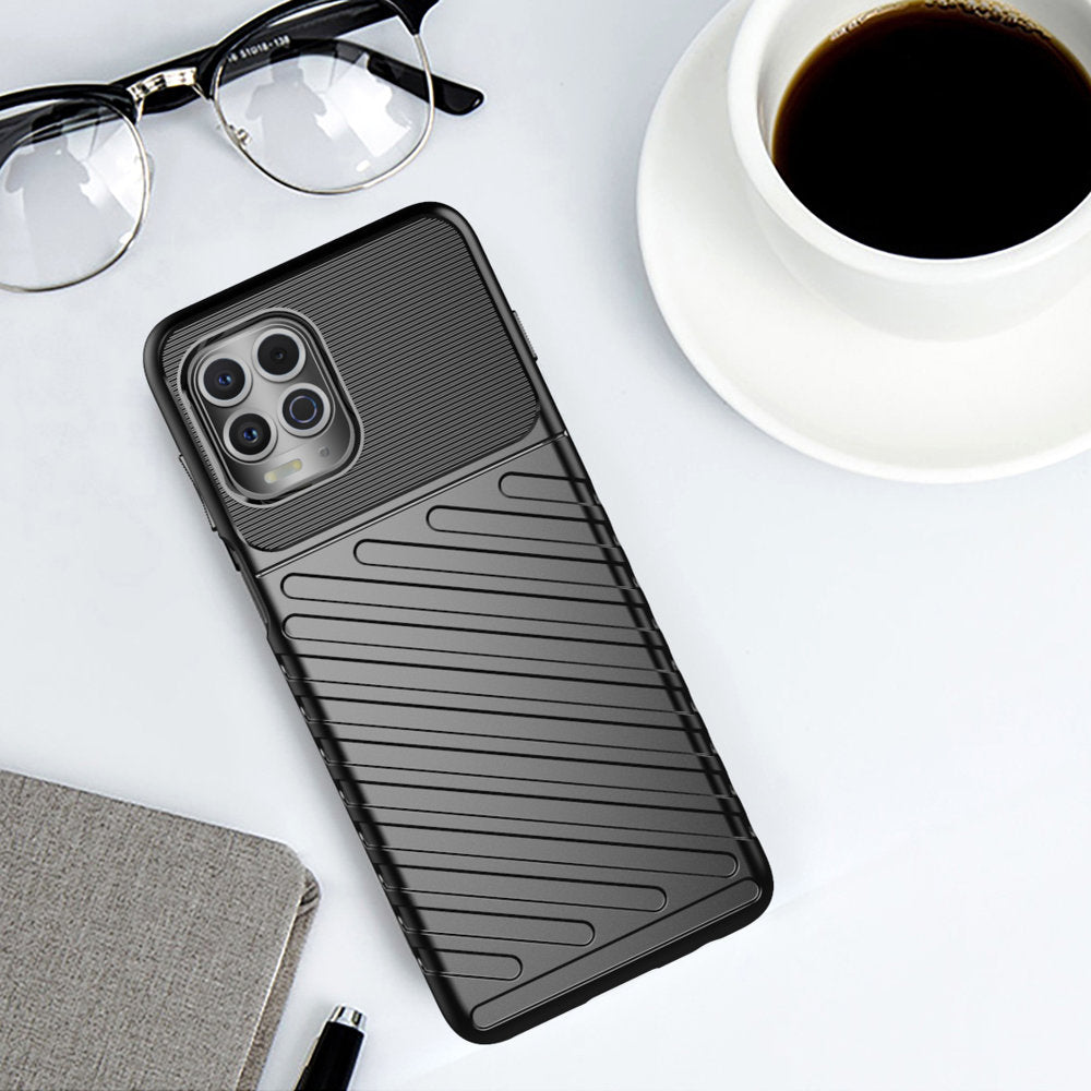 Thunder Case Flexible Tough Rugged Cover TPU Case til Motorola Moto G100 / Edge S sort