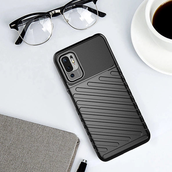 Thunder Case Flexible Tough Rugged Cover TPU Case til Xiaomi Redmi Note 10 5G / Poco M3 Pro sort