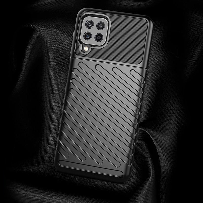 Thunder Case Flexible Tough Rugged Cover TPU Case til Samsung Galaxy A22 4G sort