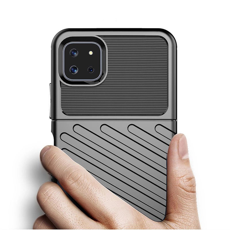 Thunder Case Flexible Tough Rugged Cover TPU Case til Samsung Galaxy A22 5G sort