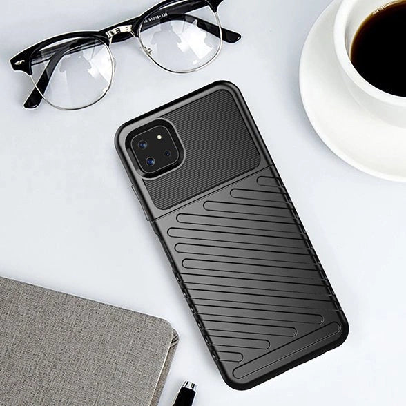 Thunder Case Flexible Tough Rugged Cover TPU Case til Samsung Galaxy A22 5G sort