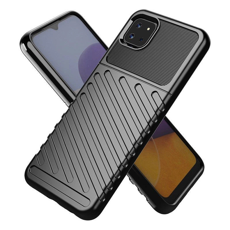 Thunder Case Flexible Tough Rugged Cover TPU Case til Samsung Galaxy A22 5G sort