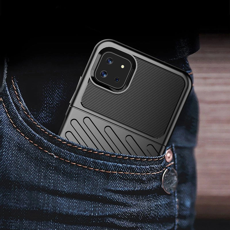 Thunder Case Flexible Tough Rugged Cover TPU Case til Samsung Galaxy A22 5G sort