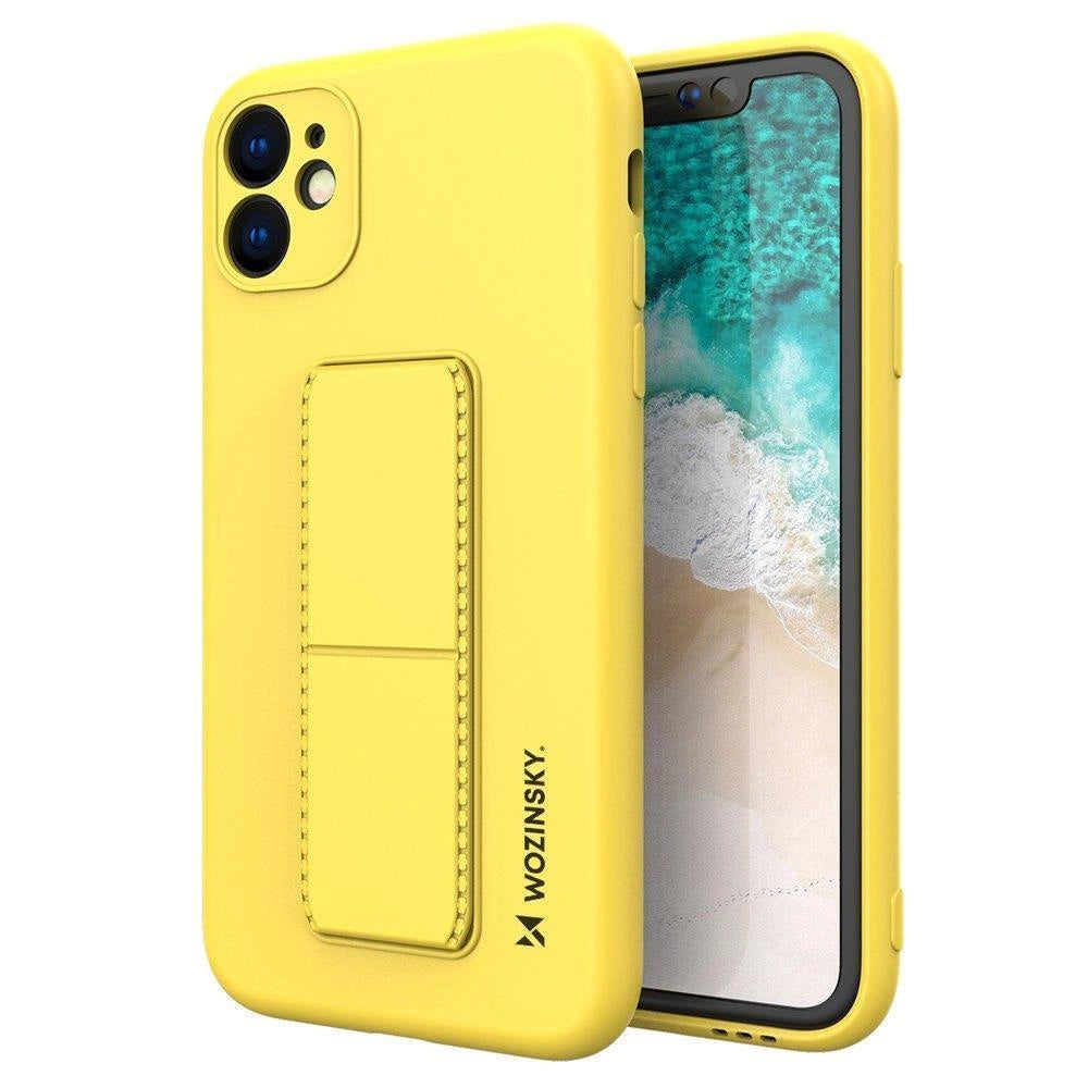 Wozinsky Kickstand Case Silicone Stand Cover til Samsung Galaxy A22 4G Gul
