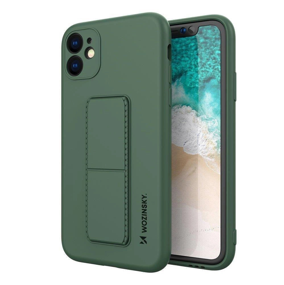 Wozinsky Kickstand Case Silicone Stand Cover til Samsung Galaxy A22 4G mørkegrøn
