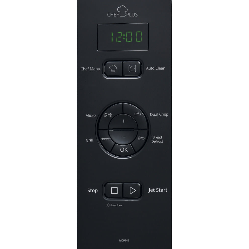 Whirlpool Chef Plus MCP 345 BL Sort Grill mikroovn Bordplade 25 L 800 W