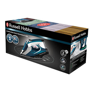 Russell Hobbs Cordless One Temperature Dampstrygejern Keramisk strygesål 2600 W Sort, Blå, Hvid