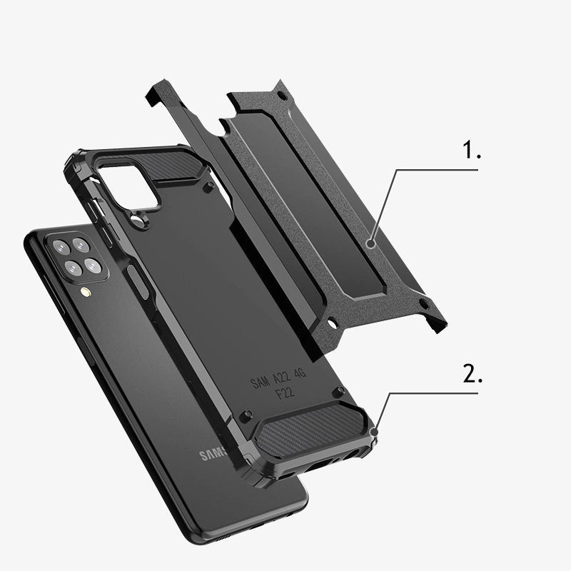 Hybrid Armor Case Tough Rugged Cover til Samsung Galaxy A22 4G blå