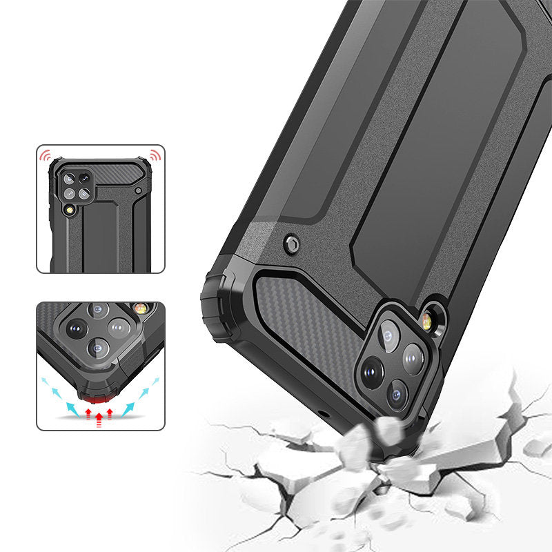 Hybrid Armor Case Tough Rugged Cover til Samsung Galaxy A22 4G sølv