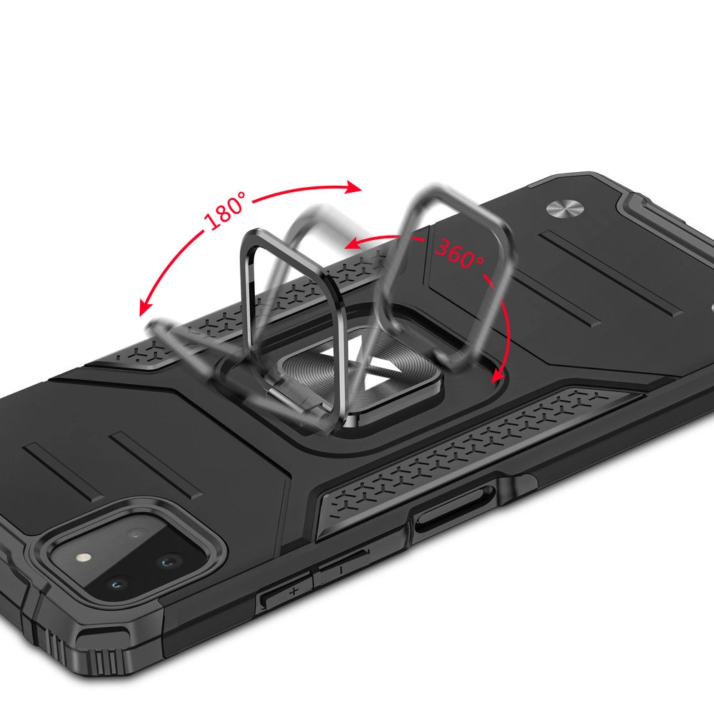 Wozinsky Ring Armor Case Kickstand Tough Rugged Cover til Samsung Galaxy A22 4G rød