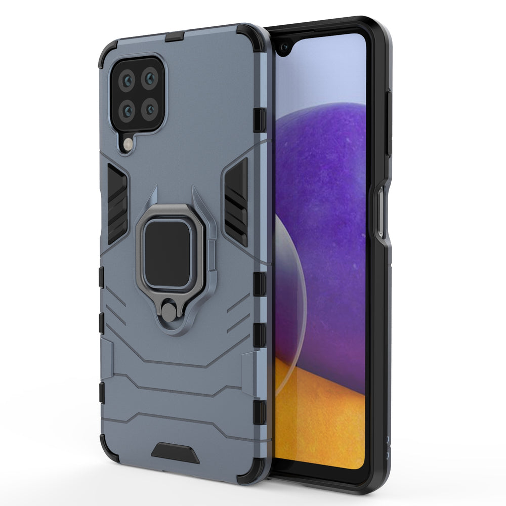 Ring Armor Case Kickstand Tough Rugged Cover til Samsung Galaxy A22 4G blå
