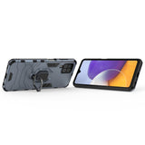 Ring Armor Case Kickstand Tough Rugged Cover til Samsung Galaxy A22 4G blå