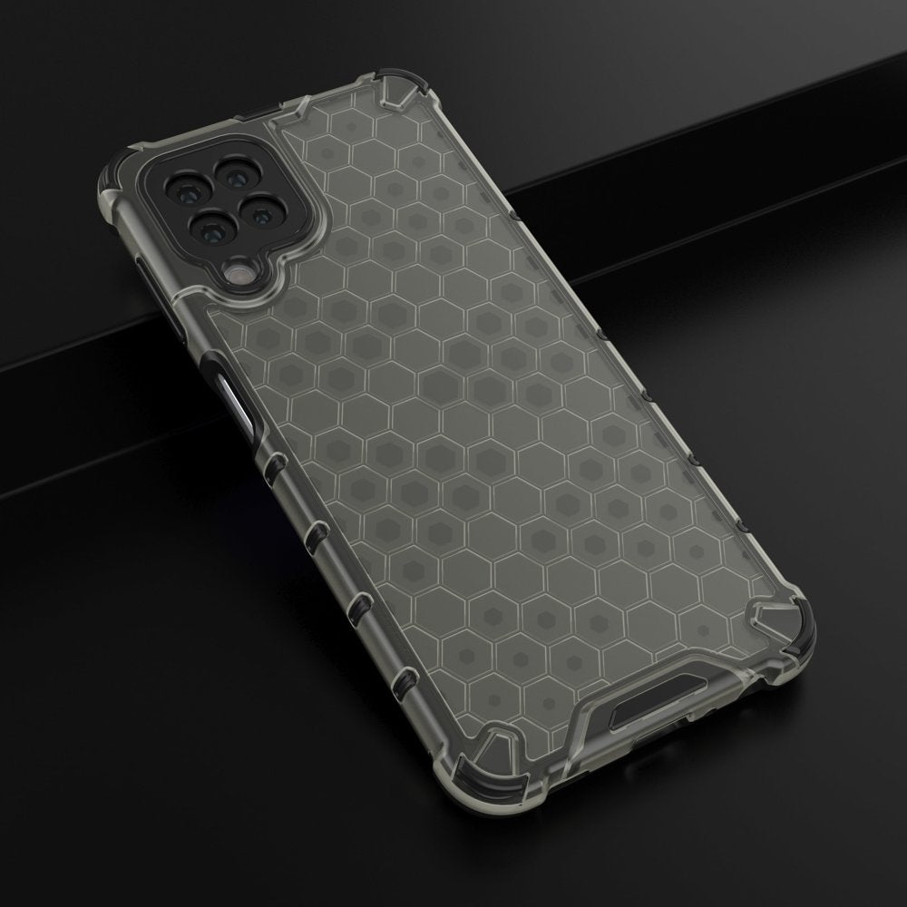 Honeycomb Case armor cover med TPU Bumper til Samsung Galaxy A22 4G sort