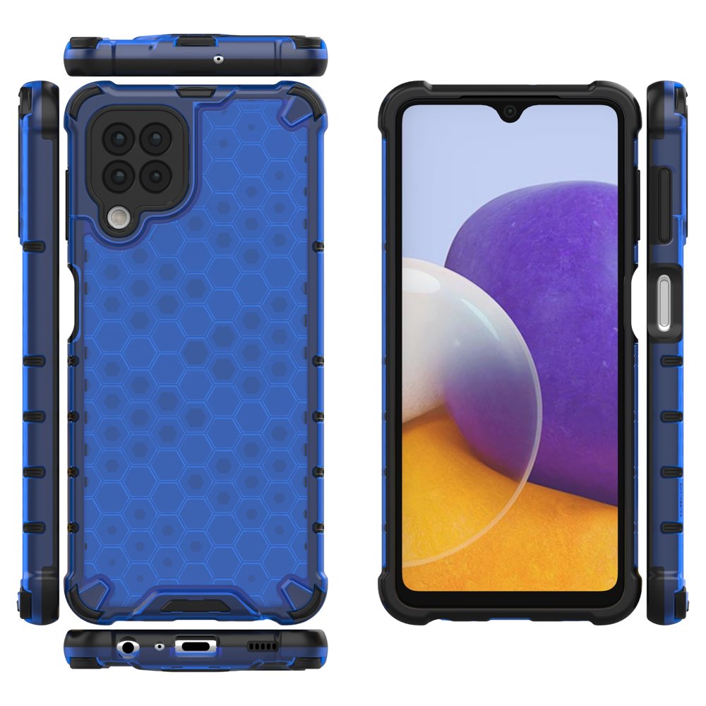 Honeycomb Case armor cover med TPU Bumper til Samsung Galaxy A22 4G blå