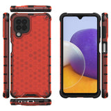 Honeycomb Case armor cover med TPU Bumper til Samsung Galaxy A22 4G rød