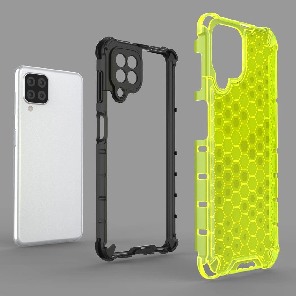 Honeycomb Case rustning med TPU Bumper til Samsung Galaxy A22 4G rød