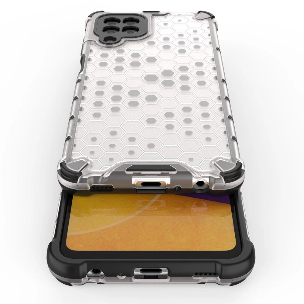 Honeycomb Case rustning med TPU Bumper til Samsung Galaxy A22 4G gennemsigtig