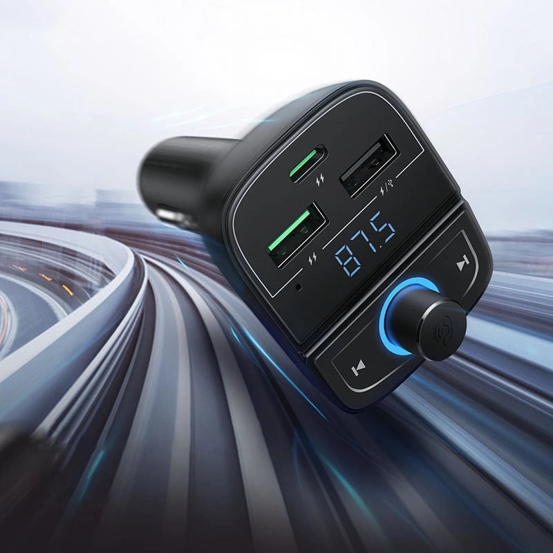 Ugreen FM Transmitter Bluetooth 5.0 MP3 bil oplader 3x USB TF micro SD 4.8 A sort (CD229)