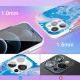 Kingxbar Watercolor Series farve tilfælde til iPhone 12 Pro Max Blå-rosa