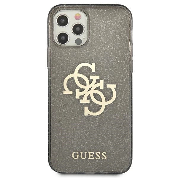 Guess GUHCP12LPCUGL4GBK iPhone 12 Pro Max 6.7" sort/sort hard case Glitter 4G Stor logo