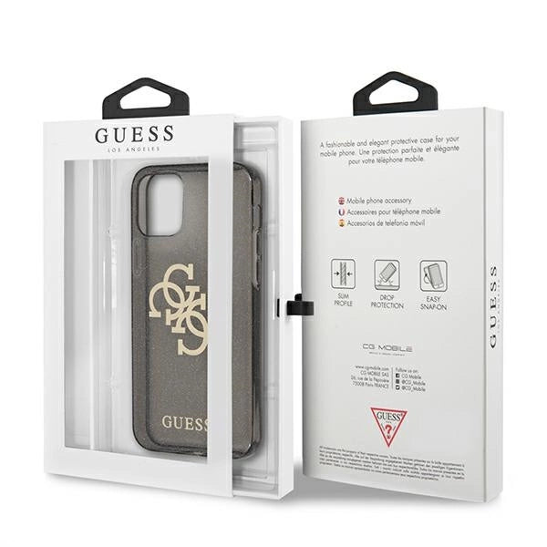 Guess GUHCP12LPCUGL4GBK iPhone 12 Pro Max 6.7" sort/sort hard case Glitter 4G Stor logo