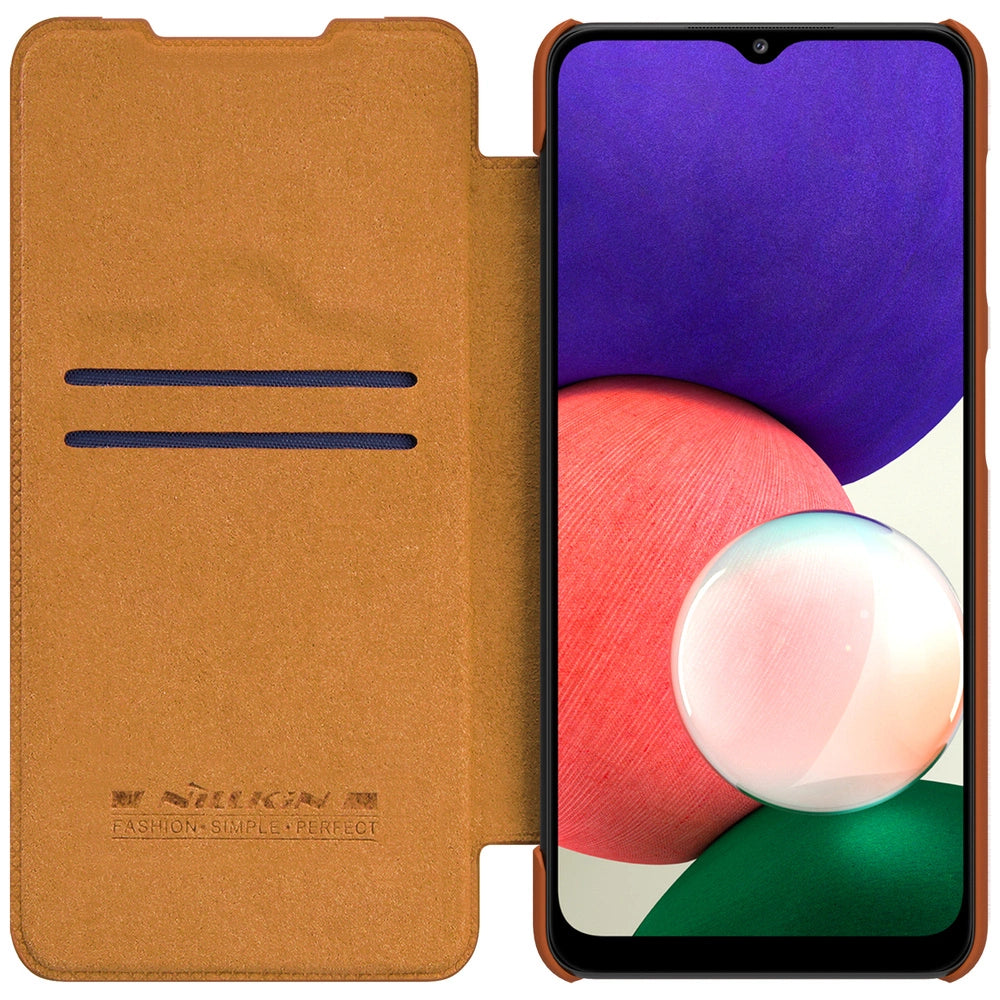 Nillkin Qin læder hylstercase til Samsung Galaxy A22 4G brun