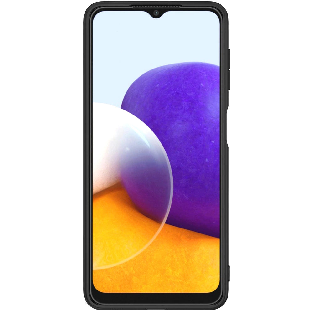 Nillkin Textured Case holdbar forstærket etui med gel ramme og nylon tilbage til Samsung Galaxy A22 4G sort