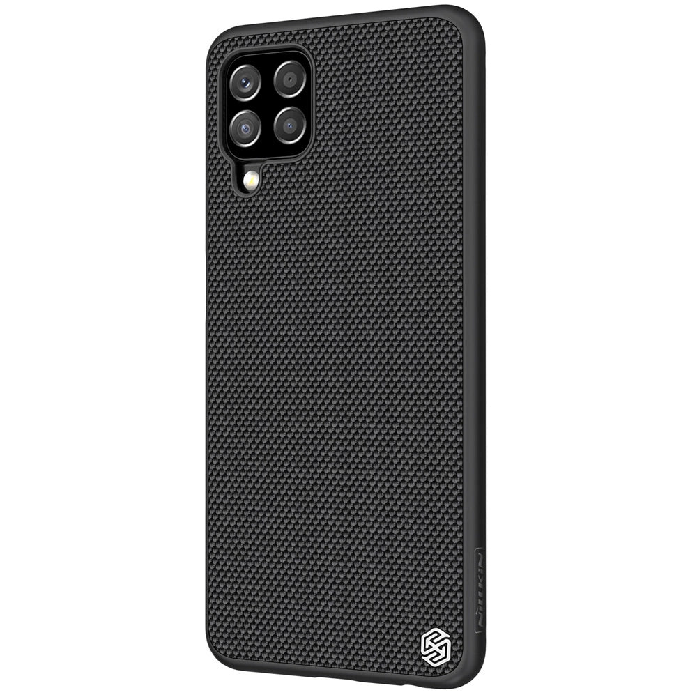 Nillkin Textured Case holdbar forstærket etui med gel ramme og nylon tilbage til Samsung Galaxy A22 4G sort