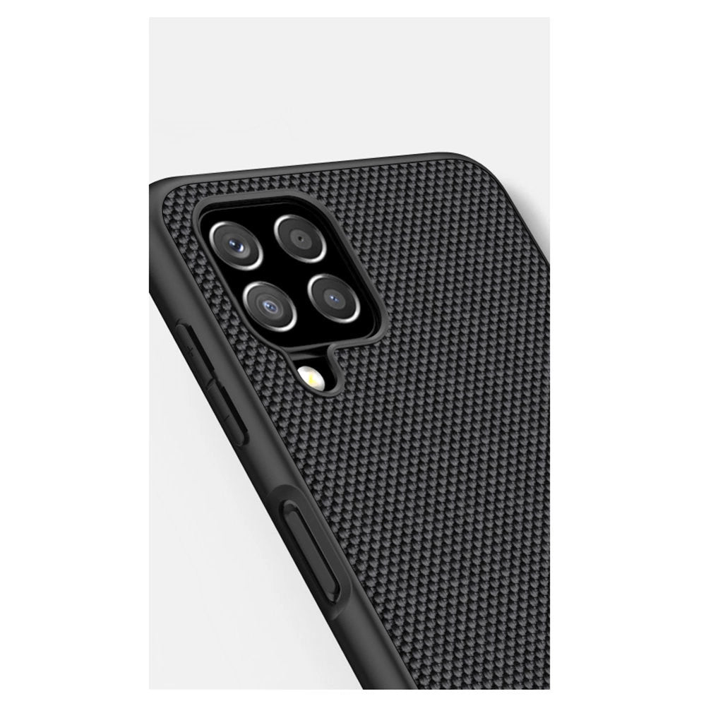 Nillkin Textured Case holdbar forstærket etui med gel ramme og nylon tilbage til Samsung Galaxy A22 4G sort
