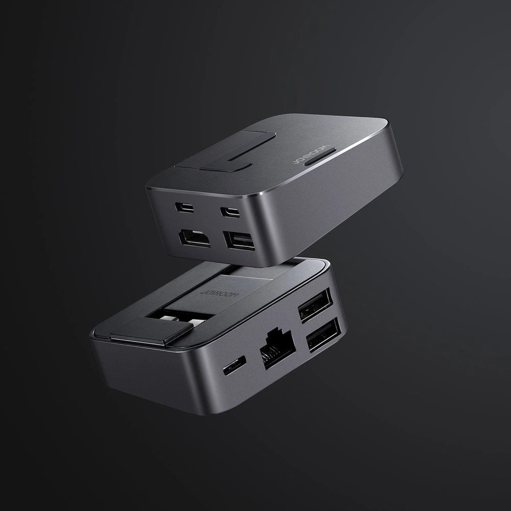 Joy Hubroom S-H121 USB-C stand - USB-A 3.0 / RJ45 / HDMI / USB-C / Thunderbolt til MacBook Pro - grå