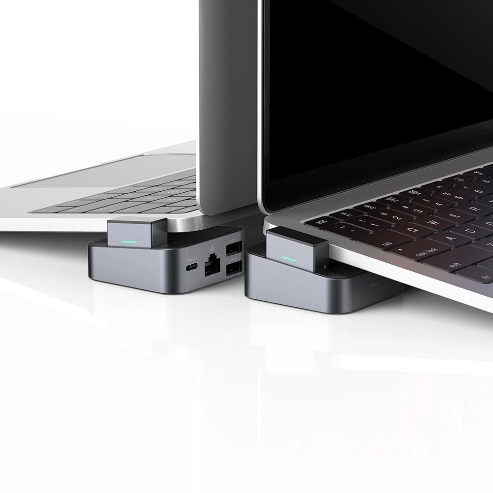 Joy Hubroom S-H121 USB-C stand - USB-A 3.0 / RJ45 / HDMI / USB-C / Thunderbolt til MacBook Pro - grå