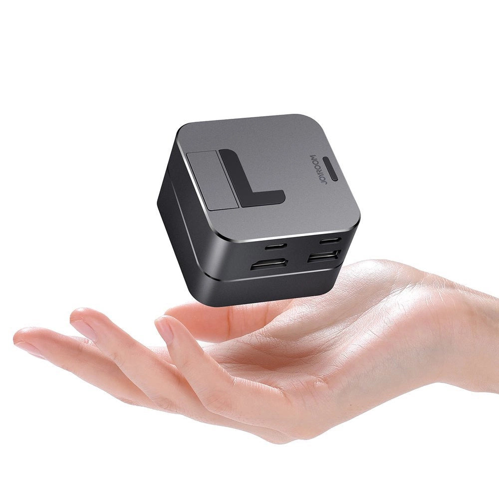 Joy Hubroom S-H121 USB-C stand - USB-A 3.0 / RJ45 / HDMI / USB-C / Thunderbolt til MacBook Pro - grå