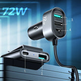 Joyroom biloplader 2xPD + 2xQC3.0 72W 1,5m sort (JR-CL05)